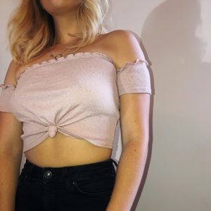 Off the shoulder pink crop top